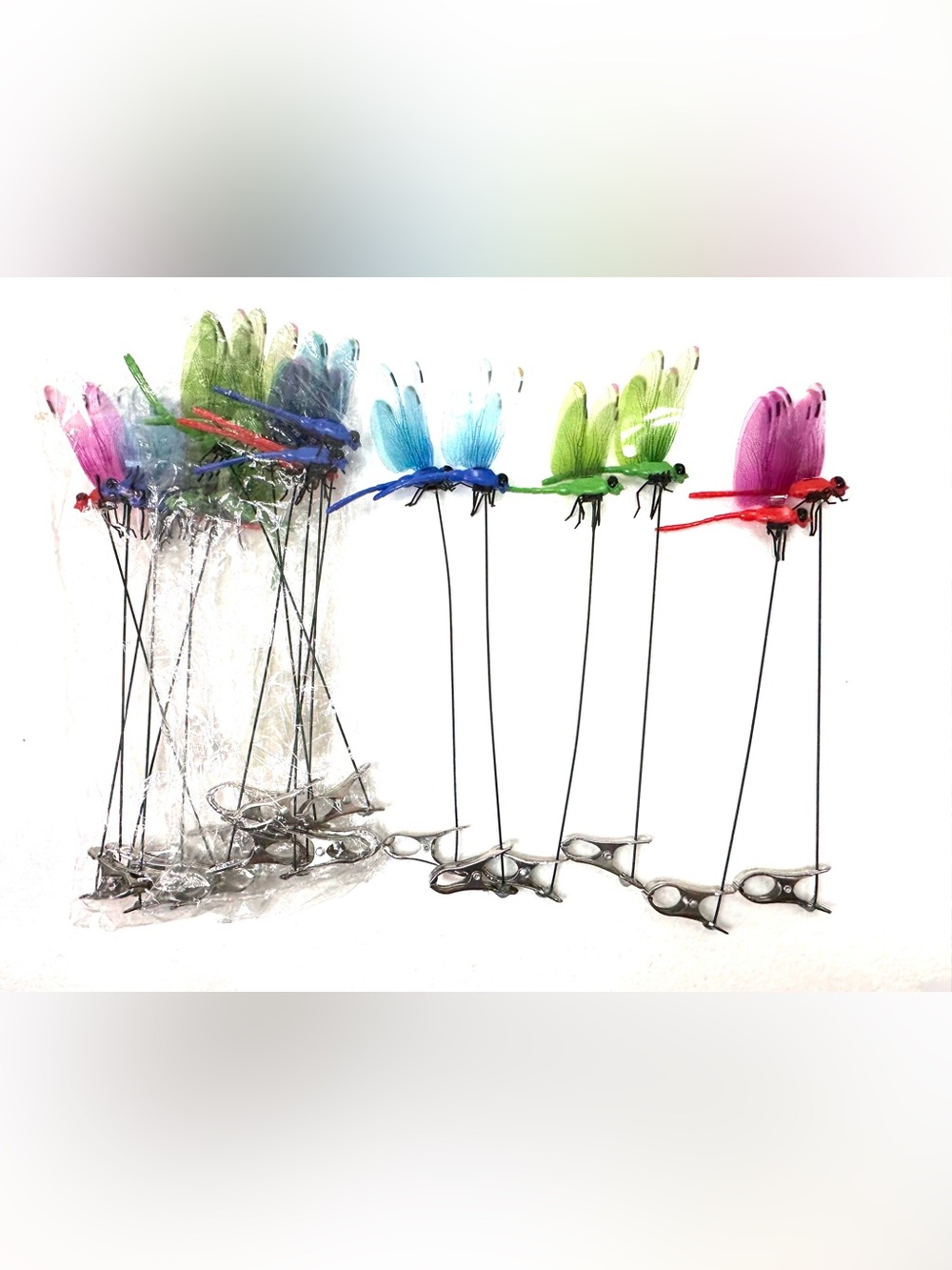 3D Dragonfly with Translucent Fluttering Wings- 3 Set of 6 NIP